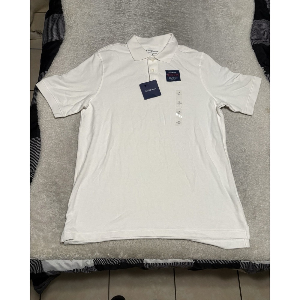 Croft & Barrow Men's Signature Polo Shirt Medium White Short Sleeve Comfort NWT